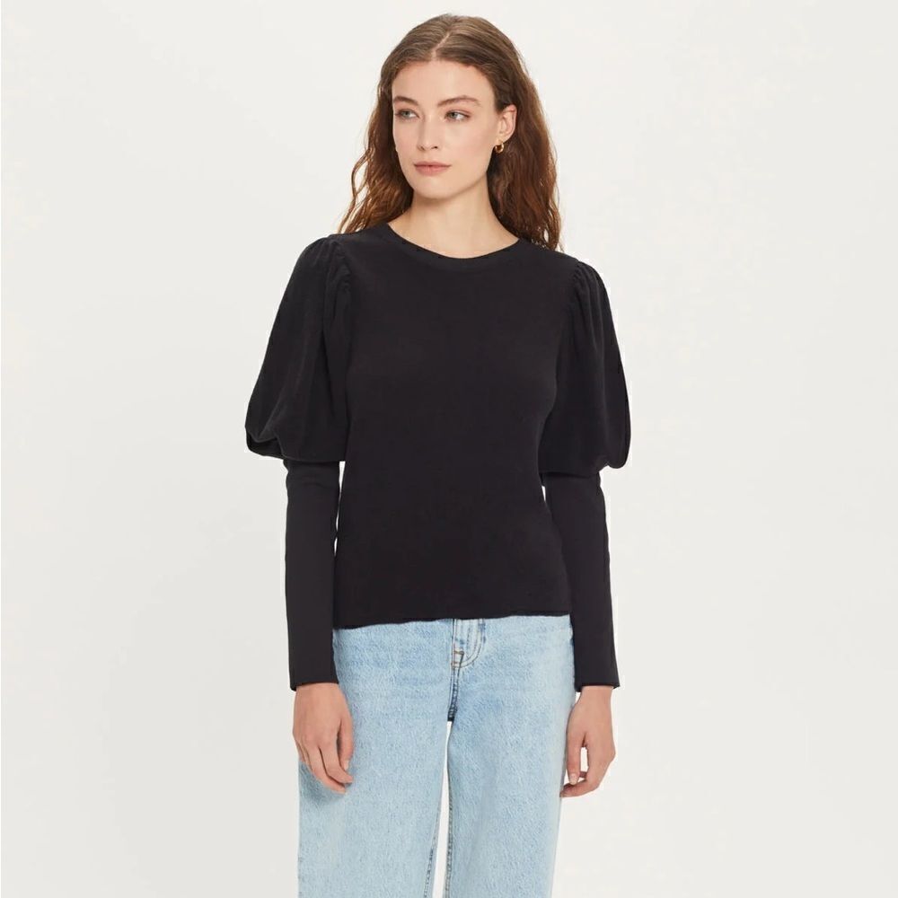 Goldie Lewinter Reverse French Terry Puff Sleeve Top XS